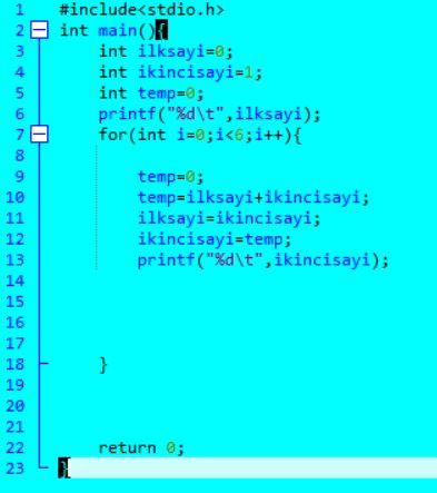 C_PROGRAMLAMA_FİBONACCİ_SERİSİ